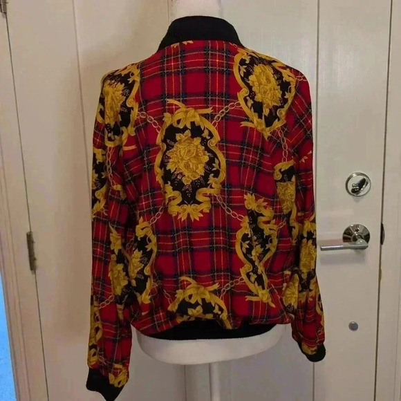 1990 Stuart Alan Plaid Bomber Style Jacket, Vintage, Size 8 - Picture 5 of 6